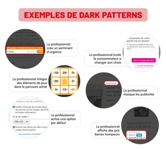 Illustration des dark patterns selon UFC Que Choisir