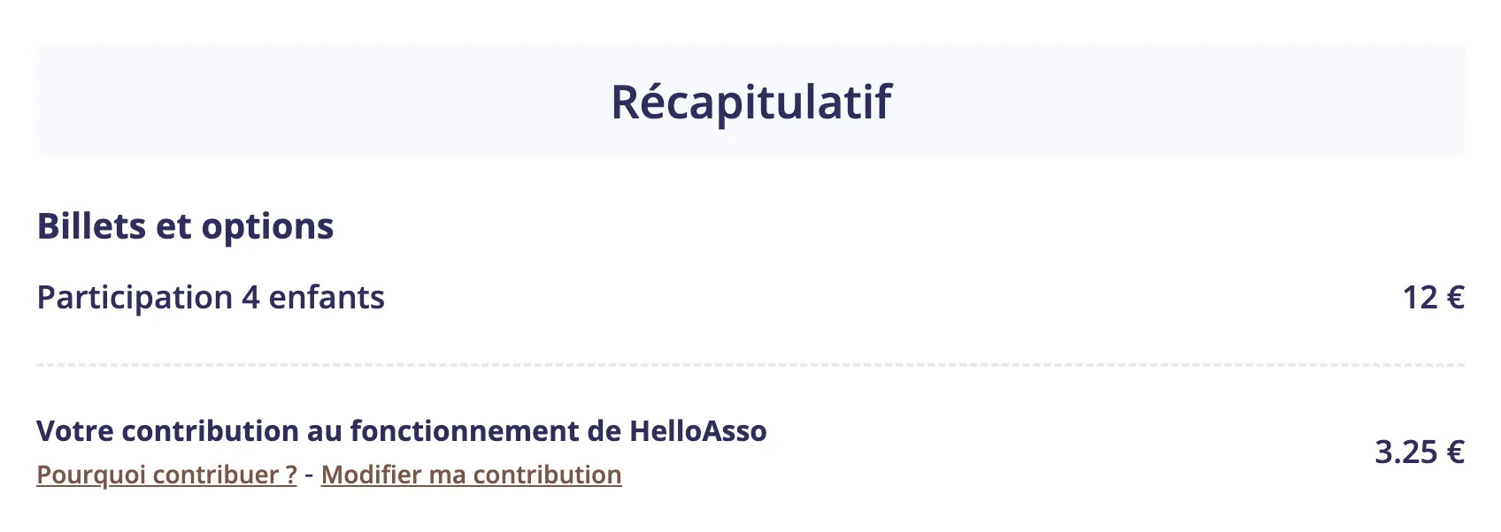Capture d'écran du pourboire HelloAsso